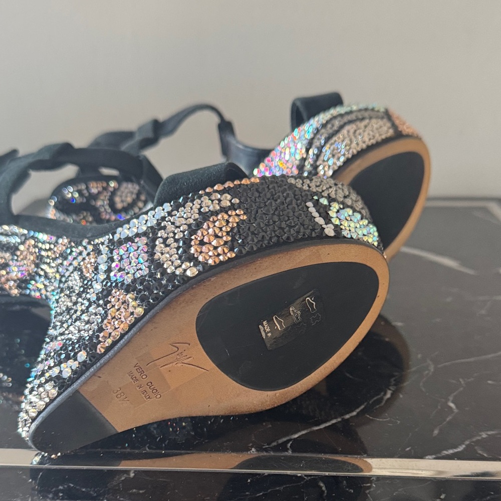 Giuseppe Zanotti Jem RARE fetish Black and Multicolor Embellished Platforms 38.5 - Picture 5 of 7
